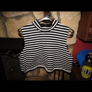 Black & White Striped Crop Top